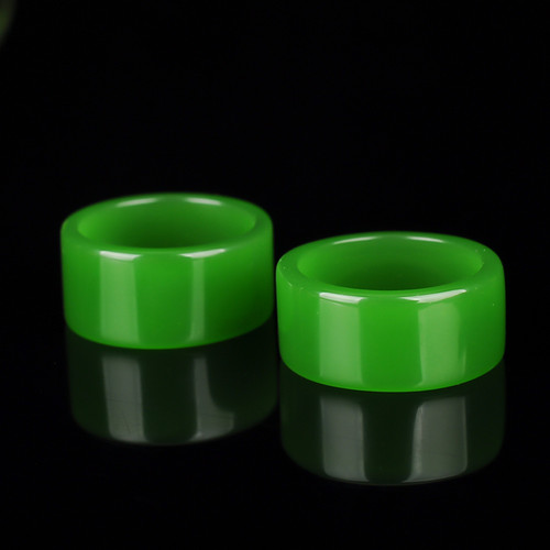 和田玉碧玉戒指男女款天然玉石指环菠菜绿玉石尾戒对戒新疆玉器