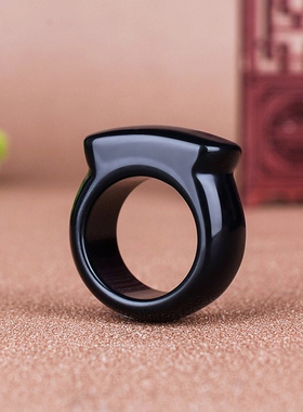 天然新疆和田玉墨玉戒指男女款马鞍形指环玉指环马鞍形扳指戒指