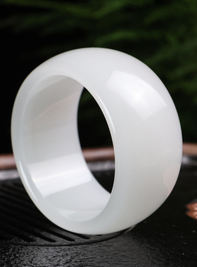 天然和田玉白玉女款加宽手镯玉镯子新疆玉石女士加厚很宽的玉镯