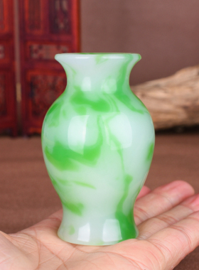 天然新疆和田玉青花玉花瓶小摆件平平安安玉石把玩件手把件