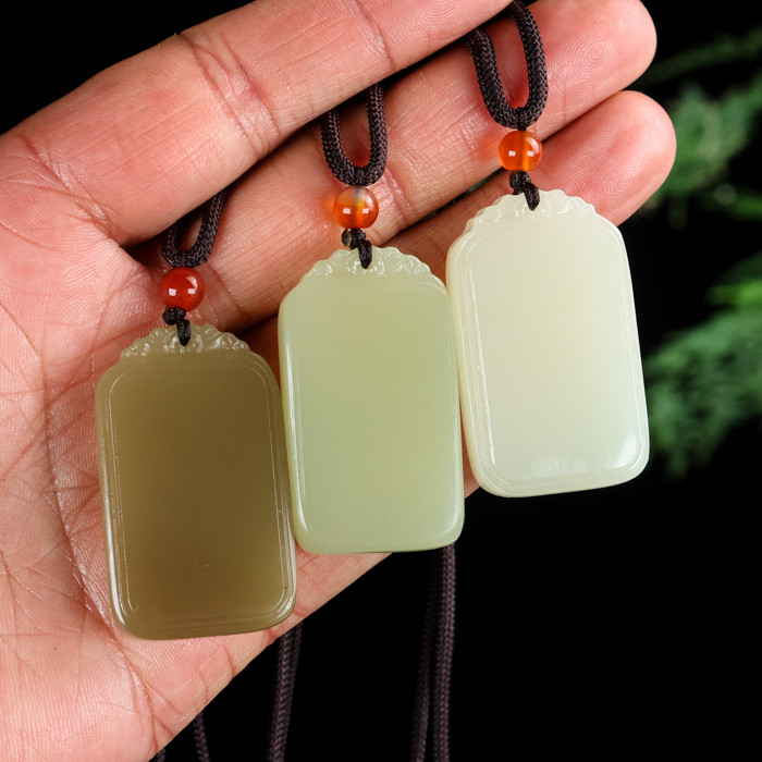 籽料和田玉小号平安牌吊坠男女款平安无事牌项链挂件天然玉石挂坠
