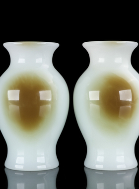 天然和田玉糖玉花瓶手把件小摆件办公桌摆件平平安安玉石把玩件