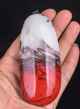 天然和田玉鸡血玉籽料原石手把件新疆玉器原石把玩件玉石挂件