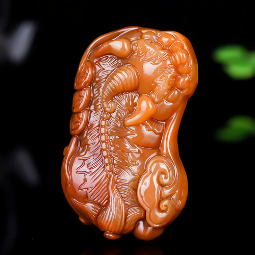 天然黄龙玉貔貅皮带扣精雕招财貔貅皮带玉挂件腰佩腰带扣手把件