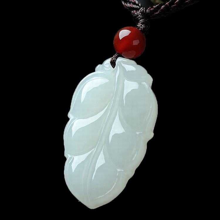 天然和田玉白玉事业有成玉吊坠女款金枝玉叶玉坠项链挂件平安牌