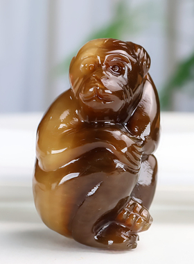 和田玉糖玉籽料玉猴手把件生肖猴玉石把玩件招财灵猴玉挂件