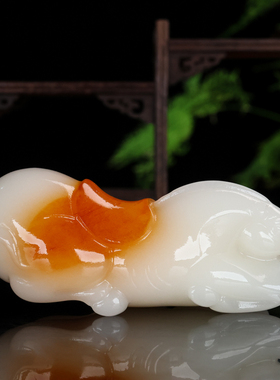 天然和田玉白玉籽料玉马手把件精雕马到成功羊脂玉把玩件把件