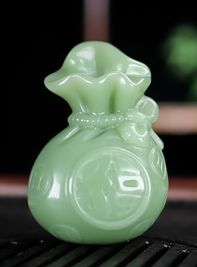 天然精雕和田玉籽料福袋手把件福气多多玉石把玩件挂件青白玉