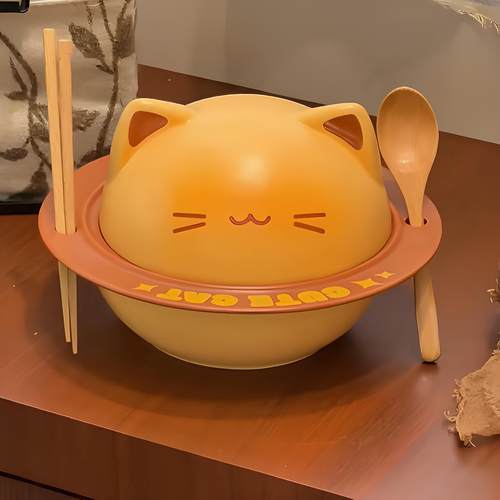 MOMO可爱小猫泡面碗餐具套装高颜值乔迁礼物送朋友防烫伤SW