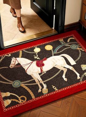 MOMO新春马年新年入户门地垫进门家用防滑耐脏脚垫红色喜庆地毯可