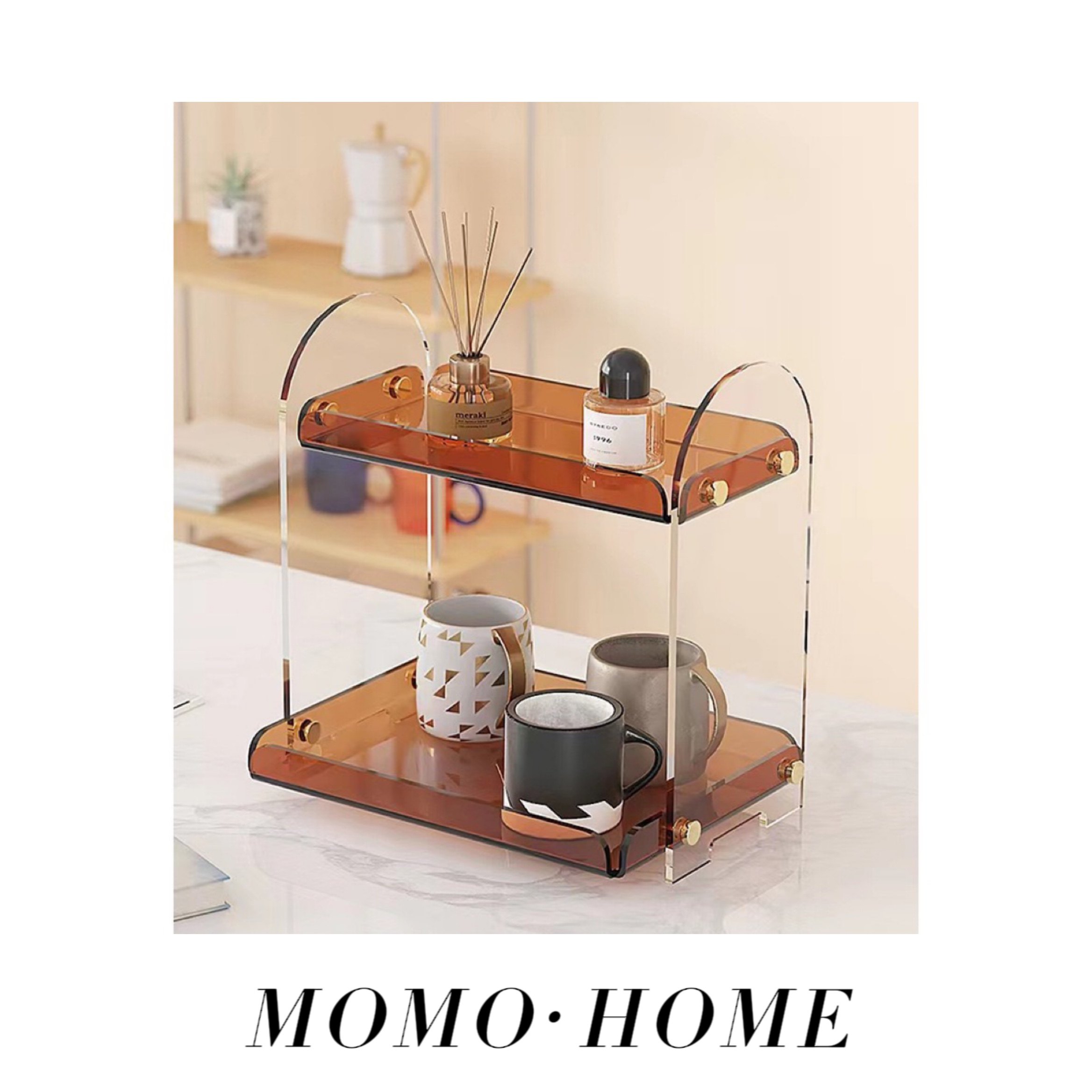 MOMO ins风亚克力多层桌面收纳置物架浴室厨房卫生间化妆品展示架