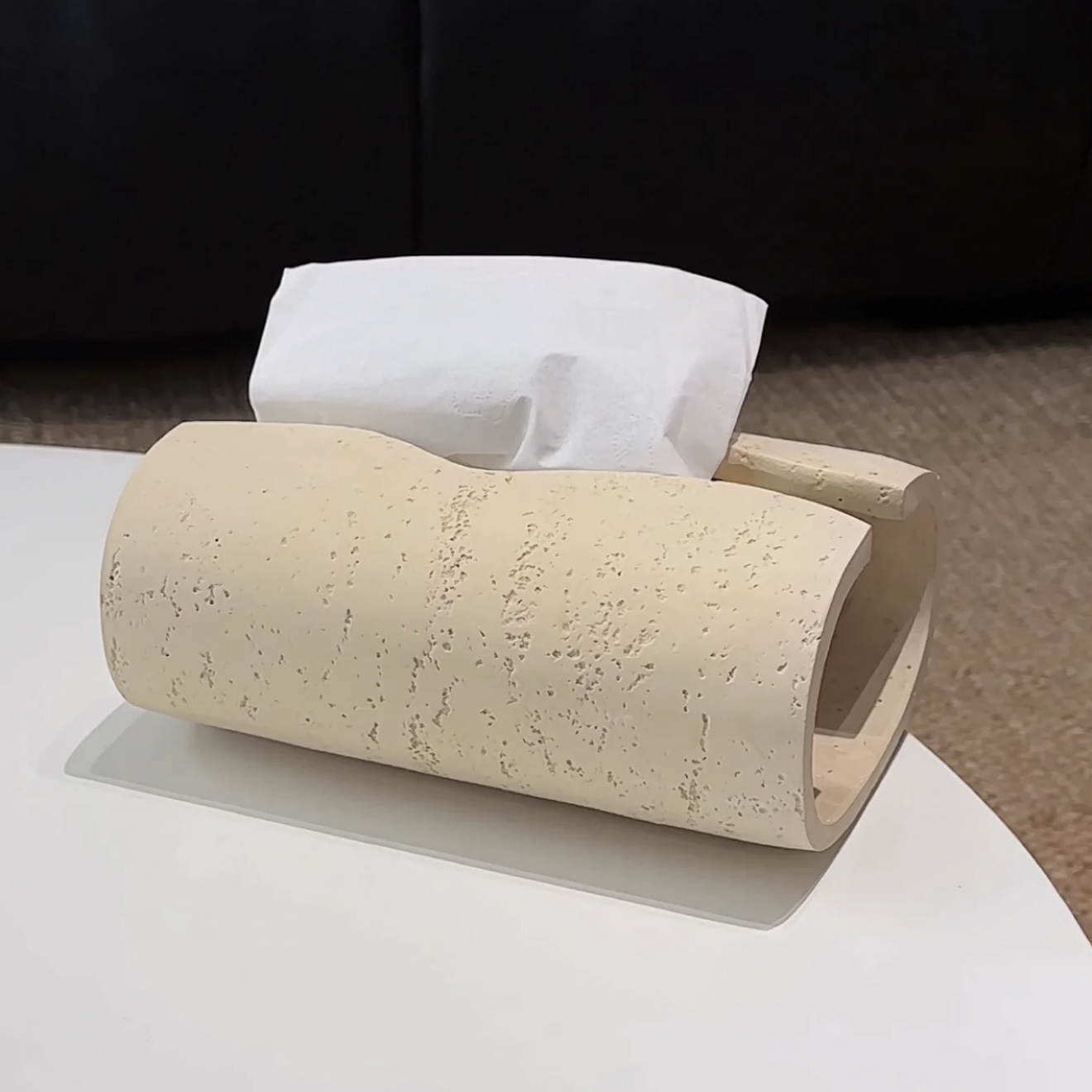 MOMO高端洞石纸巾盒客厅酒店高档轻奢高级感桌面茶几创意侘寂风