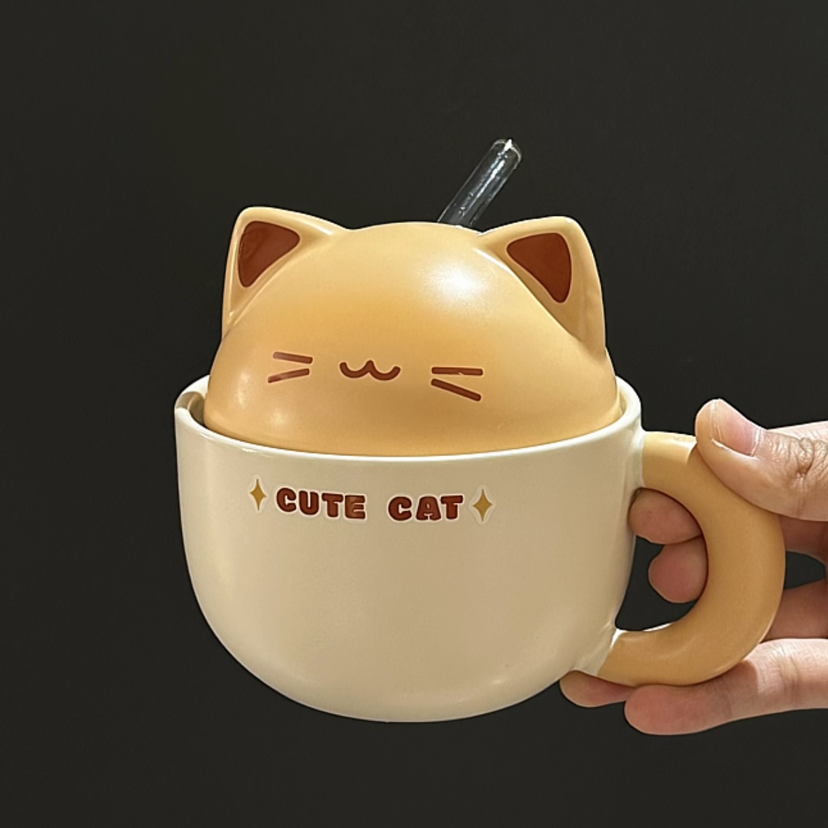MOMO可爱烤面包猫咪咖啡杯餐具套装高颜值乔迁礼物送朋友防烫伤SW