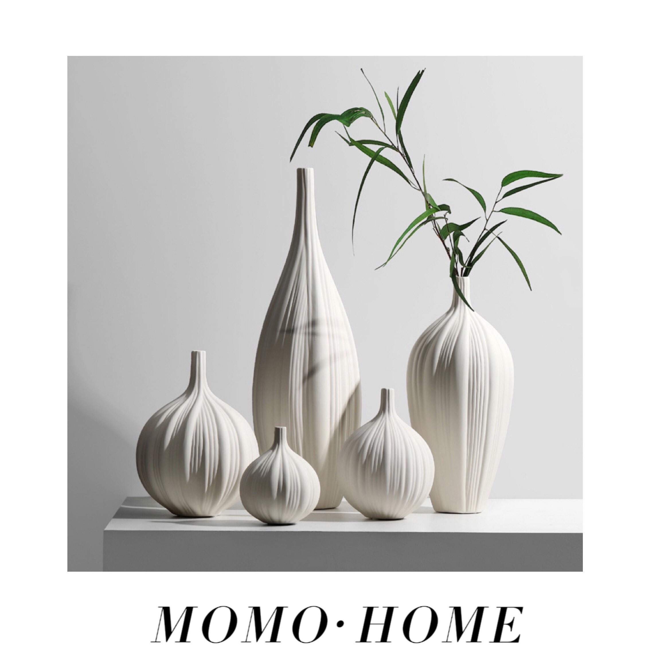 MOMO HOME家居小红书简约创意素雅陶瓷花瓶摆件干花插花器