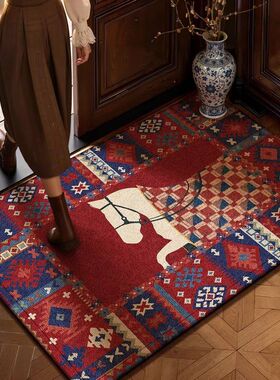 MOMO新款红色马年高级感入户门地垫家用防滑玄关脚垫耐脏进门垫