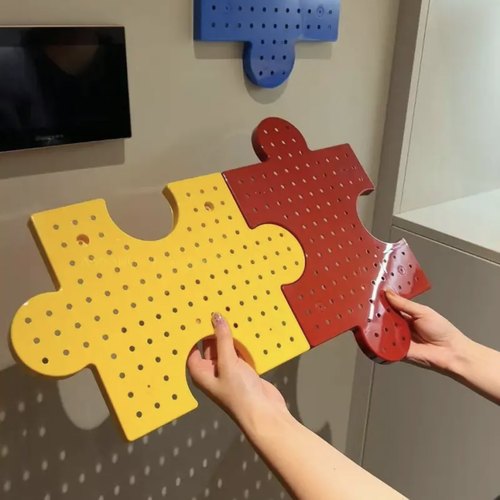 MOMO多巴胺拼图式洞洞板置物架宿舍卧室墙上壁挂收纳盒创意