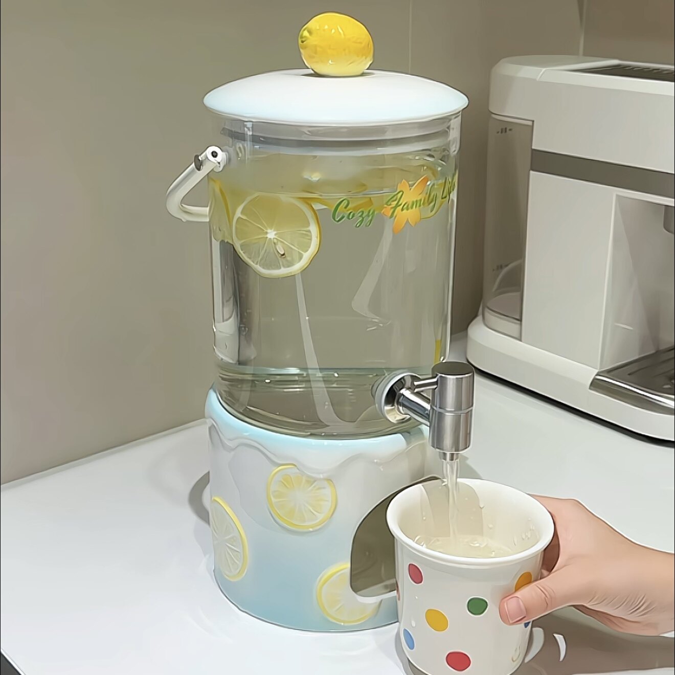 MOMO高颜值玻璃冷水壶带龙头耐高温大容量冰箱凉水壶水果茶JY