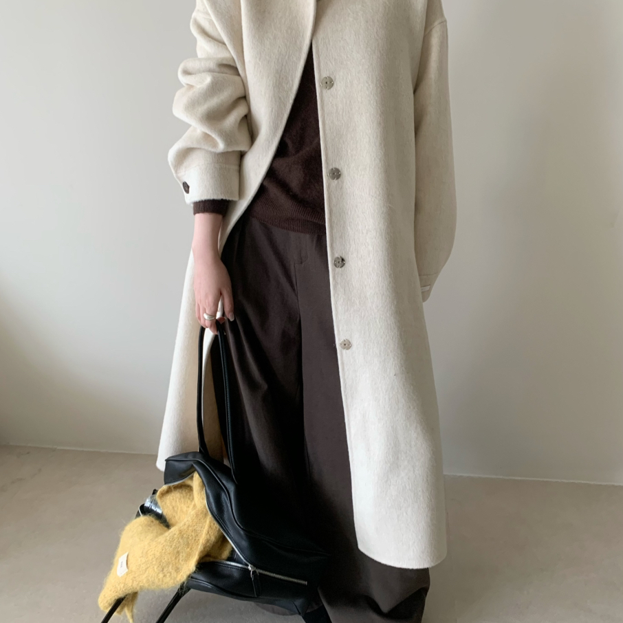 ESSED MOMENT长款双面羊绒羊毛外套配腰带（含100羊毛）DY2501