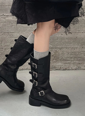 SOLOS ACC市场热销款韩系手工真皮靴子长靴配盒子M20805