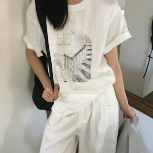 休闲百搭印花短袖 KITTIN 26年早春爆款 韩版 T恤3830