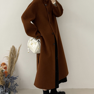 含100羊毛 BEE 配腰绳 休闲围巾领羊毛外套 1021 设计师款