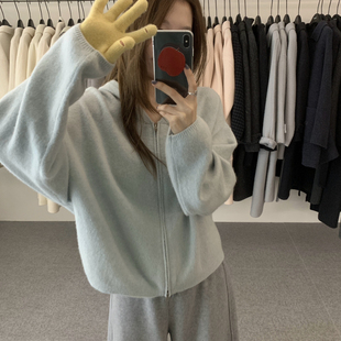 noodle面条家-韩系百搭连帽拉链长袖保暖毛衣(含100羊毛)N10016