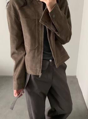 THE KIMO秋上新纯色百搭立领拉链短外套11537