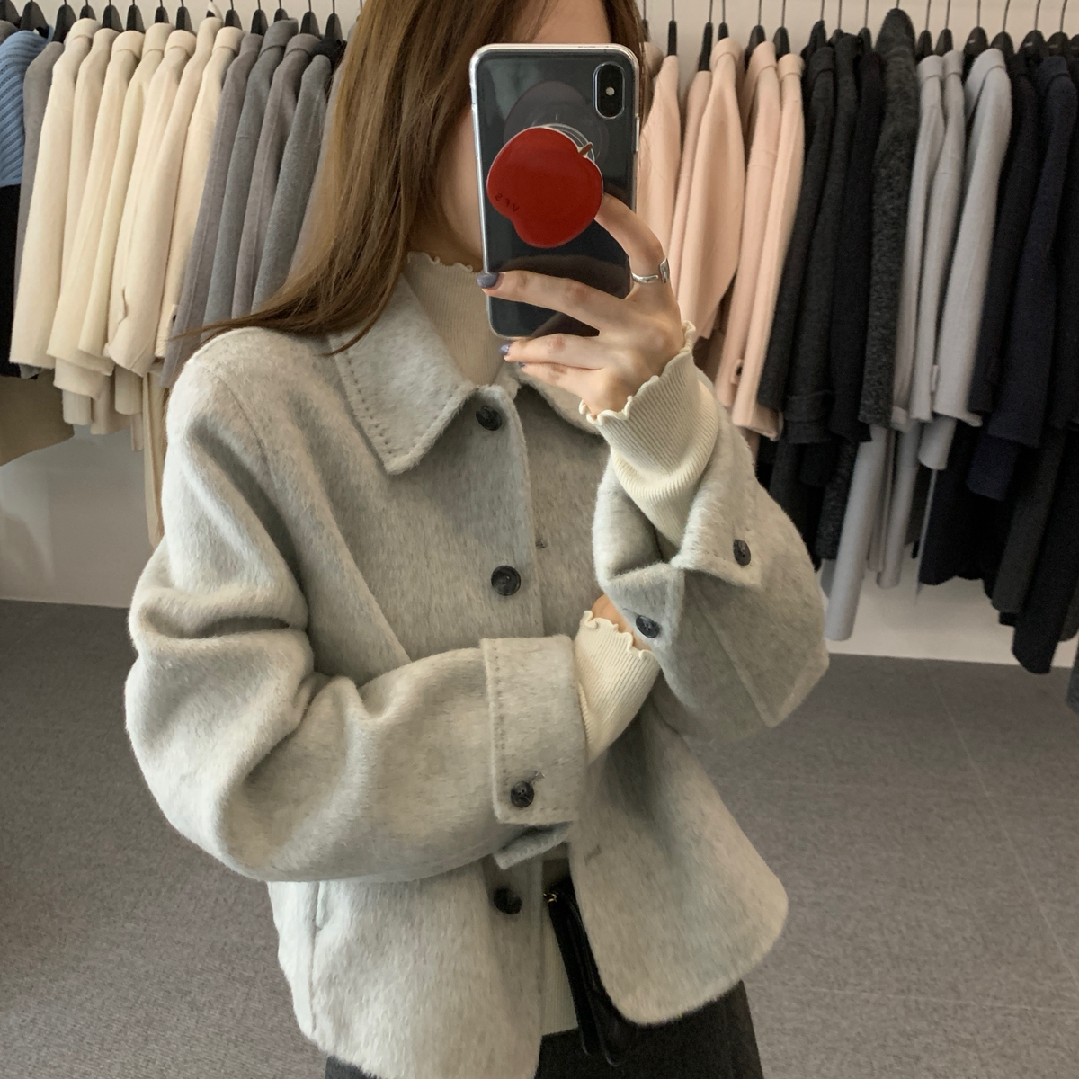 noodle面条家-巨好卖韩系温柔双面昵短款减龄气质羊毛外套N81033