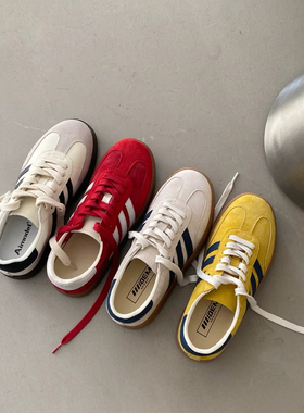 SOLOS ACC春上新自制复古风撞色条纹系带德训鞋牛皮AM28689