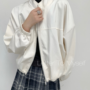 Letter To Myself秋上新下摆松紧拉链立领短外套8633