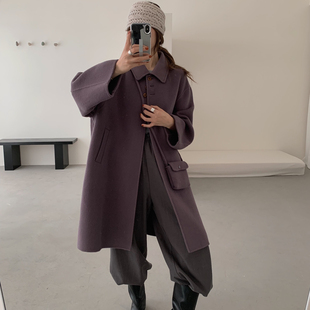 Hand made-气质纯色羊毛外套(配斜挎包)（含100羊毛）洵美-8506