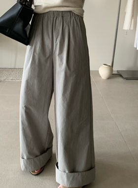 BLESSED MOMENT秋上新韩系简约通勤百搭条纹阔腿休闲裤FK1153