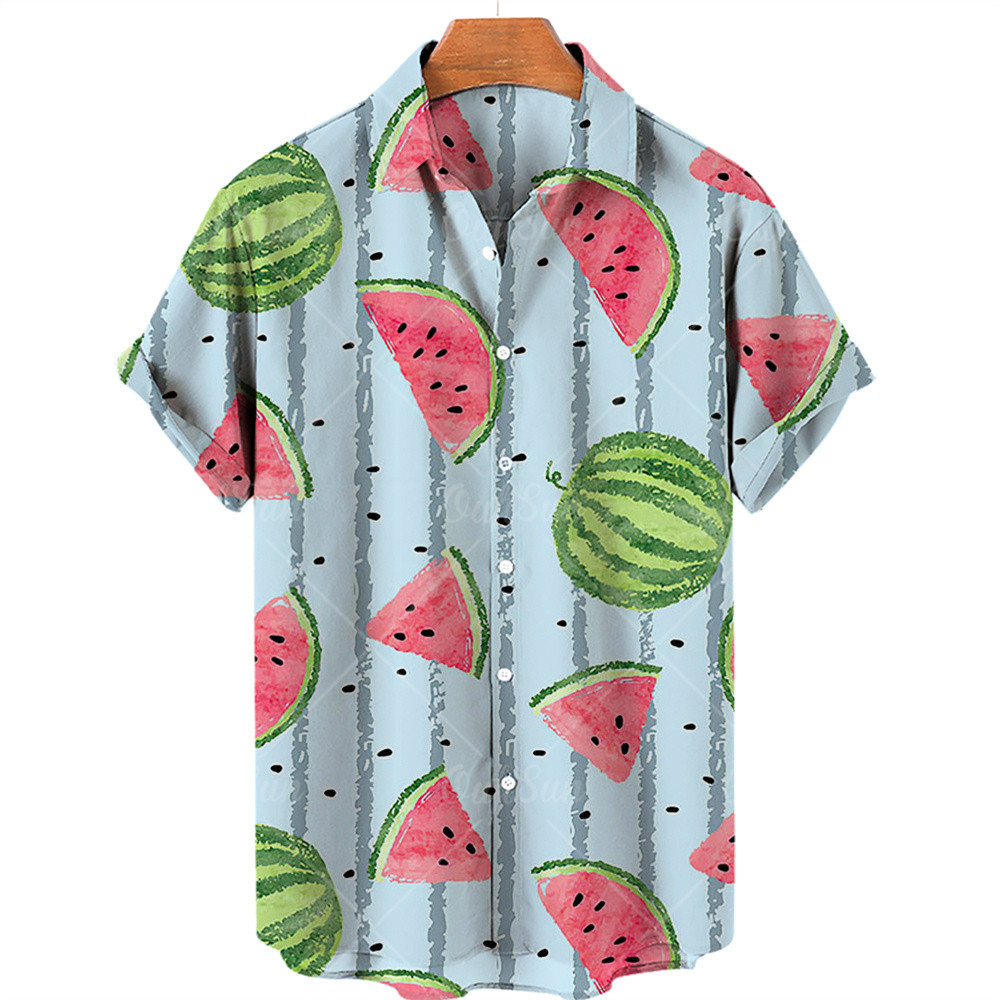 Casual Fruit Print Hawaiian Shirt休闲水果印花夏威夷衬衫