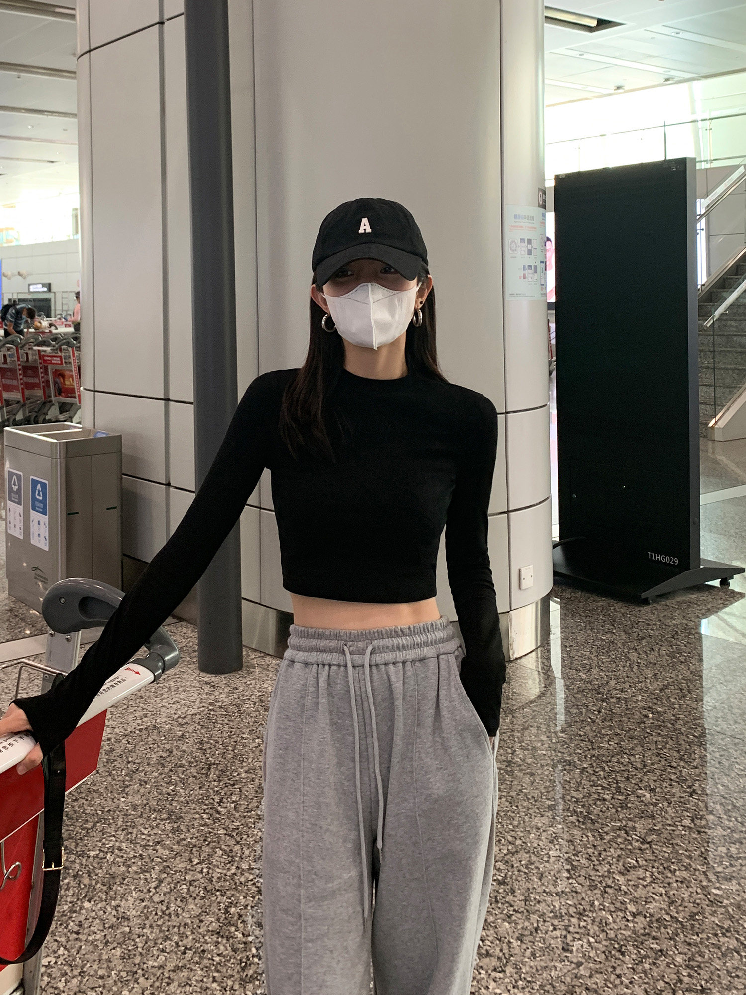黑色高腰短款打底衫长袖t恤女2025春秋韩版修身百搭内搭长袖上衣