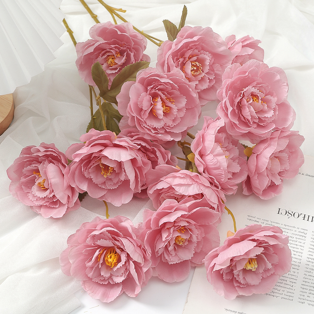 仿真5头牡丹仿真花花束假花