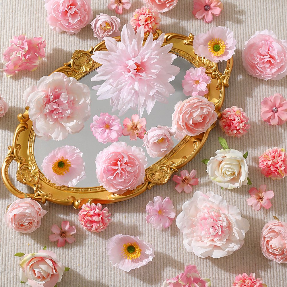 粉色系仿真花混搭花朵材料包绢花假花diy手工团扇痛包谷美配件包,家居饰品,仿真花/假花,淘宝优惠券,粉丝福利购,淘宝优惠卷