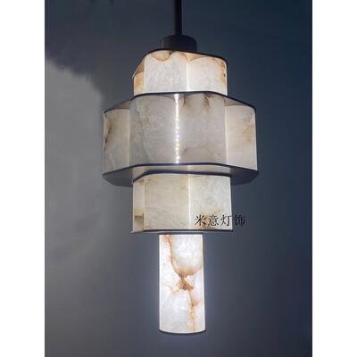 中山工厂直销现代简约云石吊灯客厅酒店精装修设计师样板房床头餐
