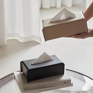 法式抽纸盒客厅轻奢高级感卫生纸巾盒黑色极简高档艺术餐巾纸盒