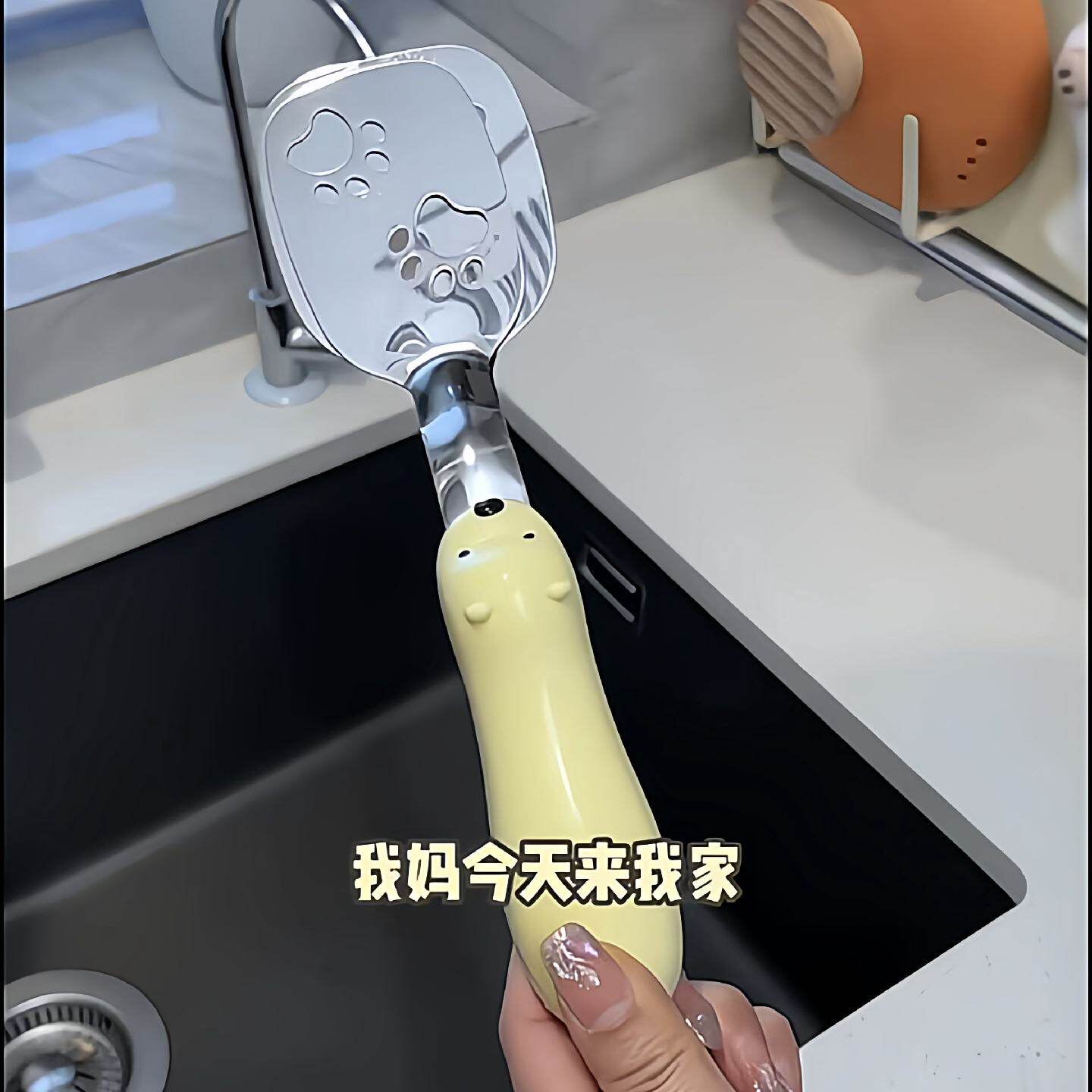 不锈钢煎铲家用小熊二合一可翻面小夹子双层烧烤牛排铲煎鱼夹神器