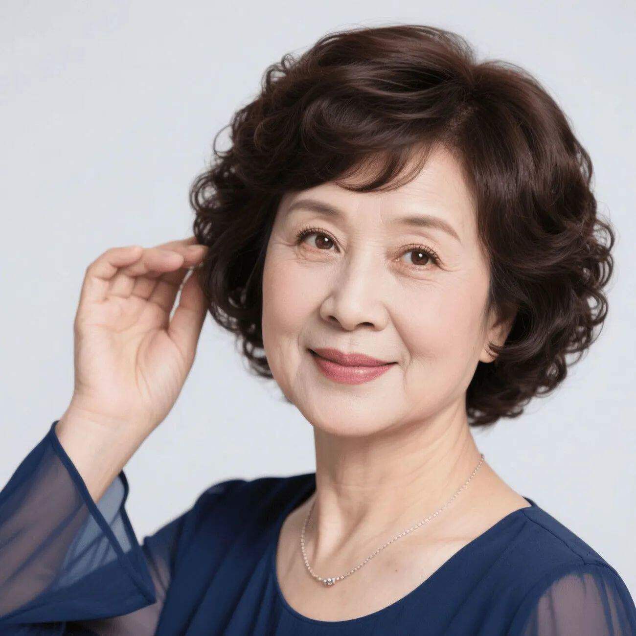 假发短发女真发全真人发遮白发全头套中老年女士妈妈短卷发假发套