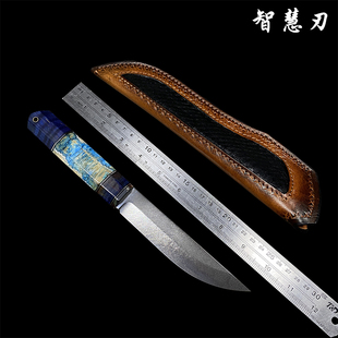 现货手工锻打乌兹钢锋利高硬度直刀高端石材精致手柄设计美观