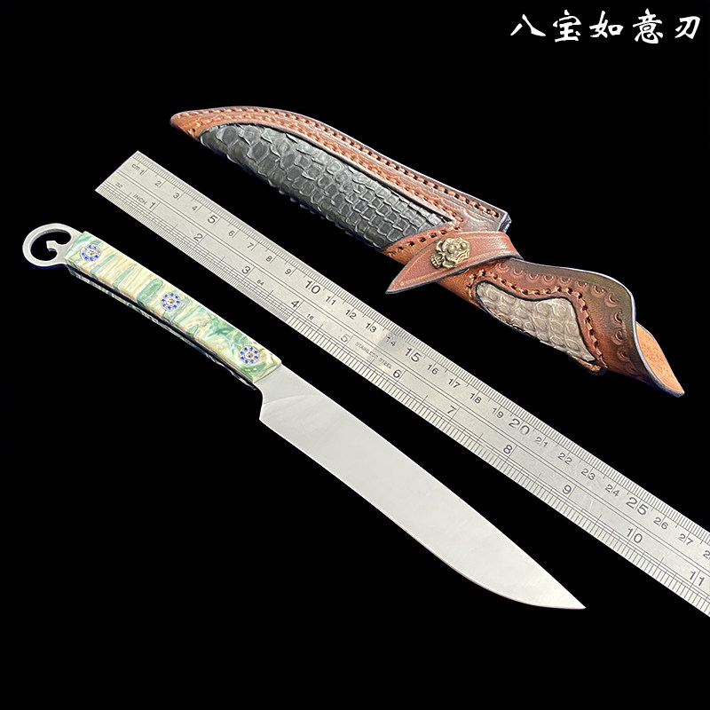 新款手工锻打乌兹钢m390镜面高硬度锋利直刀精致镶嵌工艺手柄