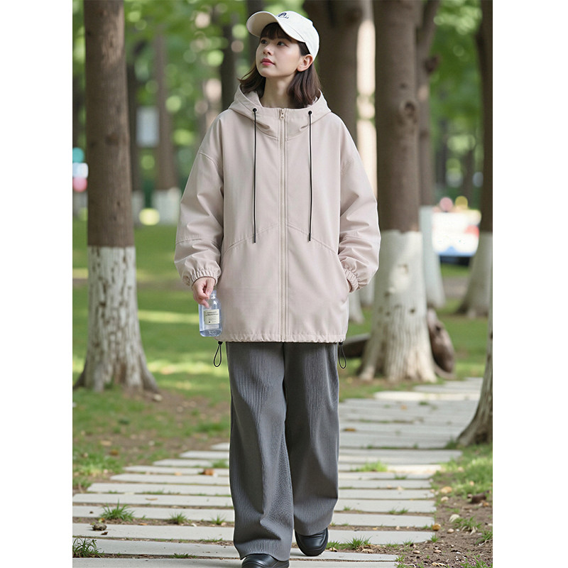 户外机能连帽防晒衣女中长款