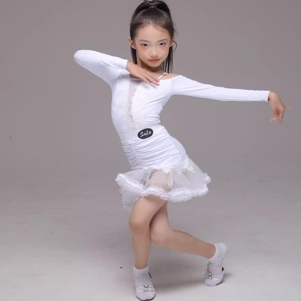 solo拉丁舞服新款上衣长袖套装练功服女童训练服