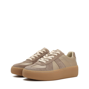 女2025秋冬新款 厚底增高德训鞋 真皮拼接系带休闲鞋 高笛丝专属