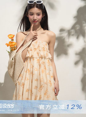 ANNACUTE莱赛尔花苞抹胸裙
