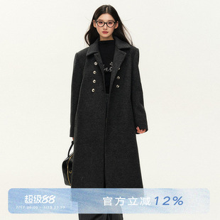 ANNA CUTE（原ATLAS) 冬季新款羊毛大衣双排扣长款气质毛呢外套女