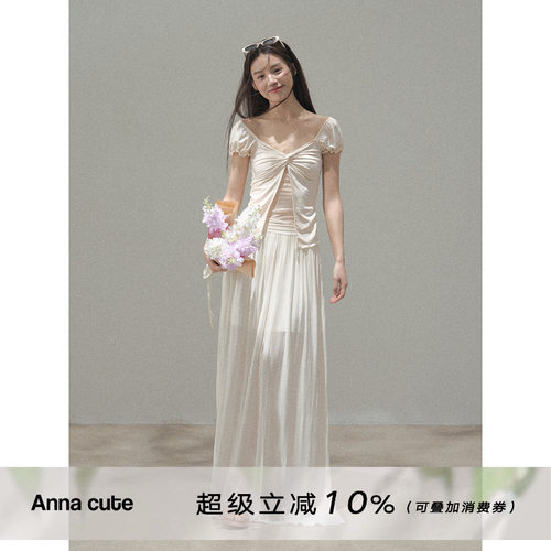ANNACUTE莱赛尔蕾丝修身T恤