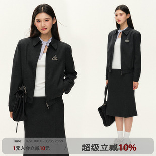 休閑通勤夾克外套女新款 ANNA CUTE 原ATLAS 百搭設(shè)計感翻領(lǐng)上衣