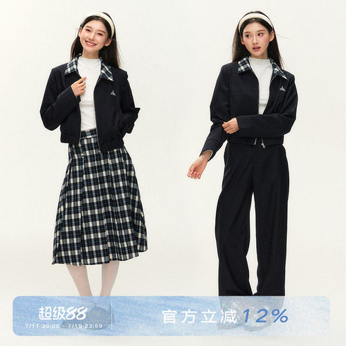 ATLAS秋季新品格纹套装学院外套